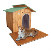 CUCCIA IN LEGNO PER CANI DA ESTERNO MODELLO ALPI CON DAVANZALE C-PASTORE  CON "TENDINA OMAGGIO" L.100 x P.156 x H.95