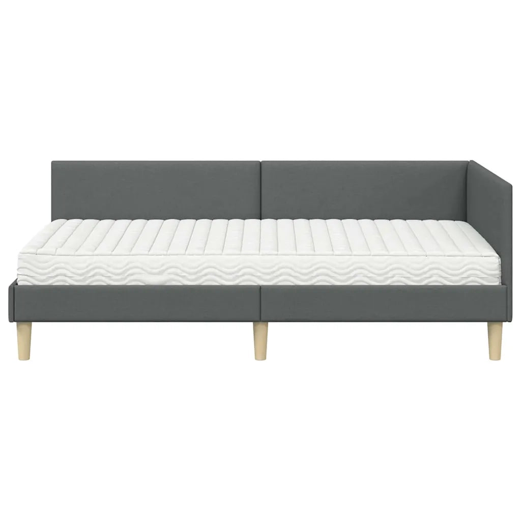 Struttura Letto Angolare con Materasso 2 pcs Grigio Tessuto