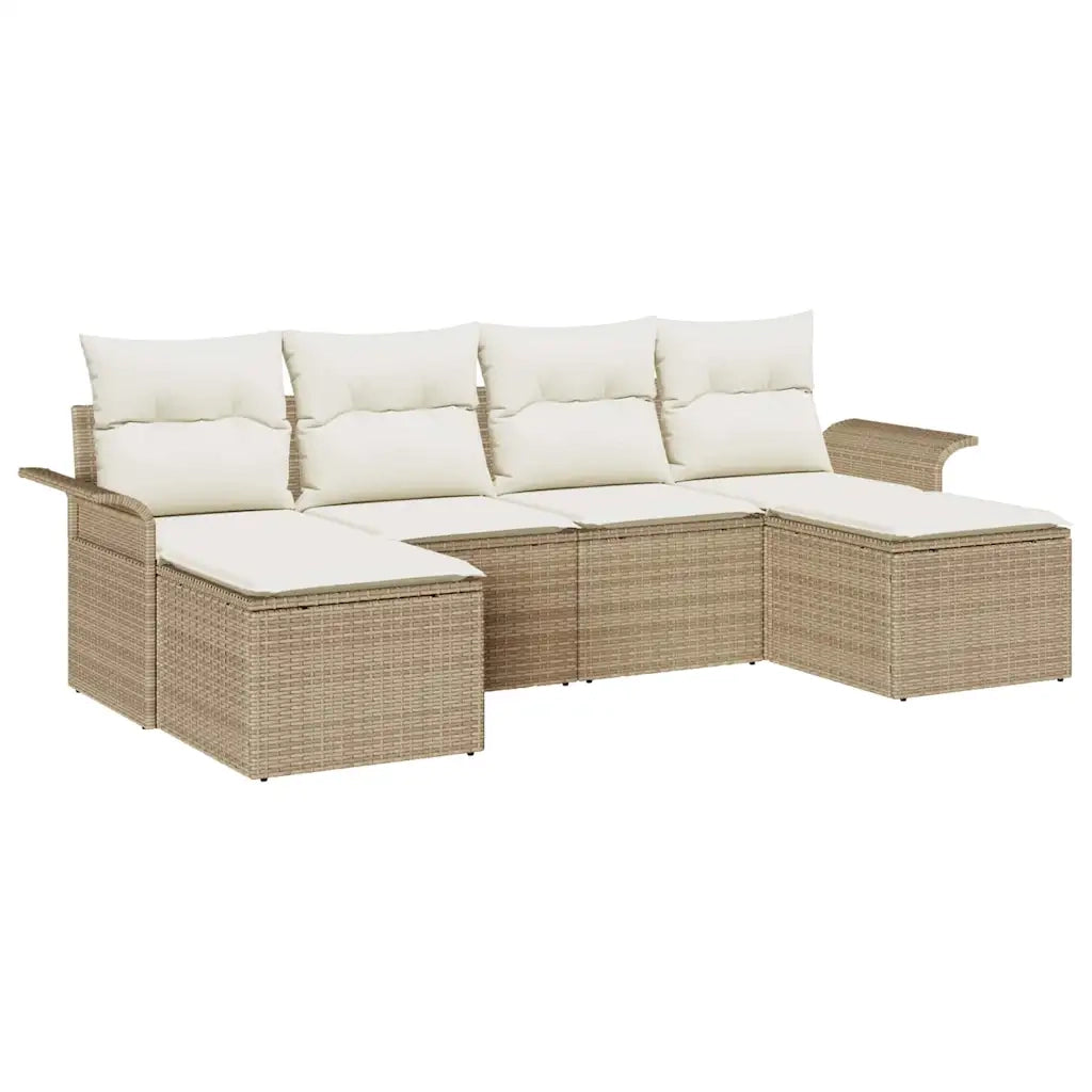 Set Divano da Giardino con cuscino 6 pcs Beige polyrattan 3345471