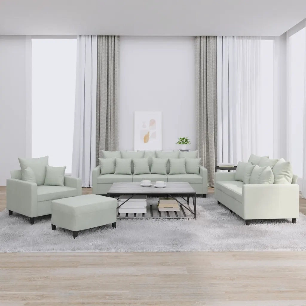 Set di Divani 4 pz con Cuscini Grigio Chiaro in Velluto