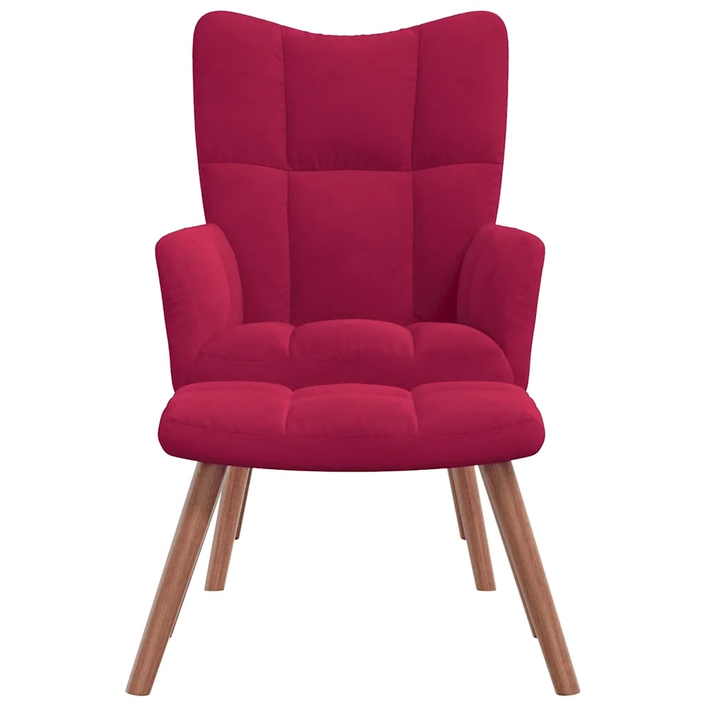 Poltrona Relax con Poggiapiedi Rosso Vino in Velluto 328067