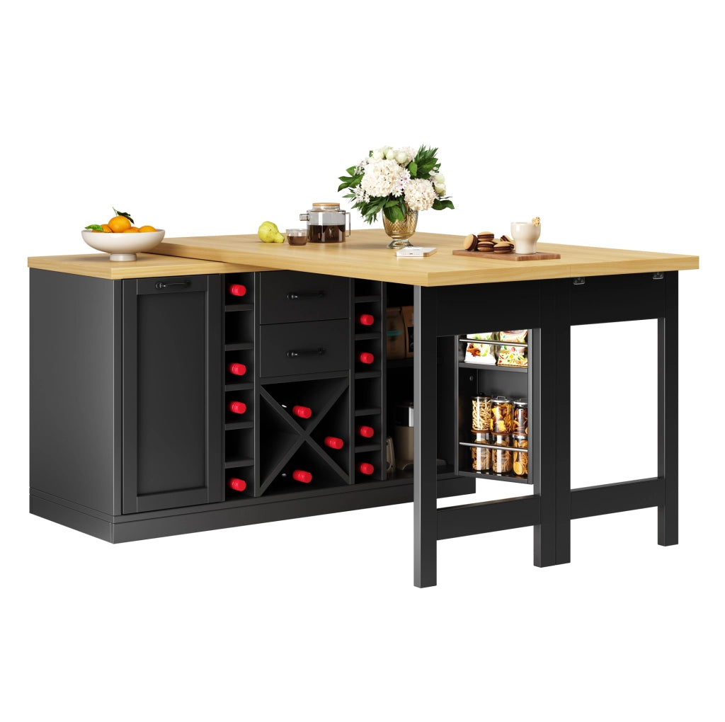 Isola da cucina girevole 120-223 cm con vani contenitore