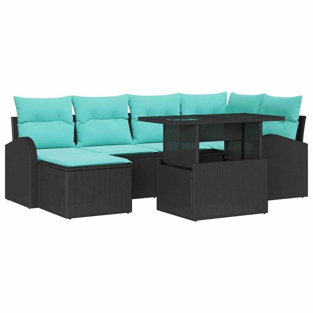 Set Divano da Giardino con archiviazione 7 pcs Nero Poly Rattan 3357419