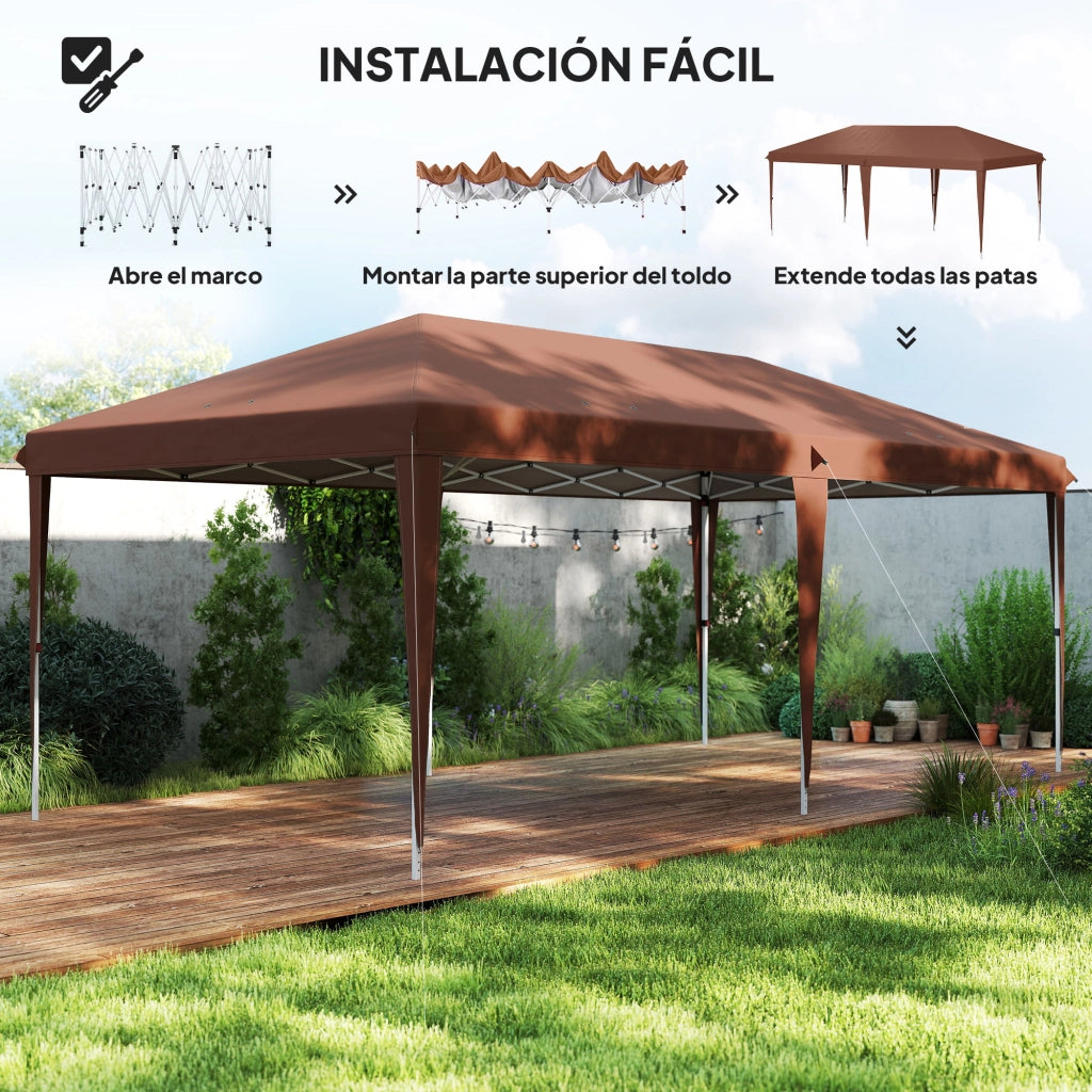 Tenda da giardino pieghevole ¨C zephmum ¨C marrone 6x3 m