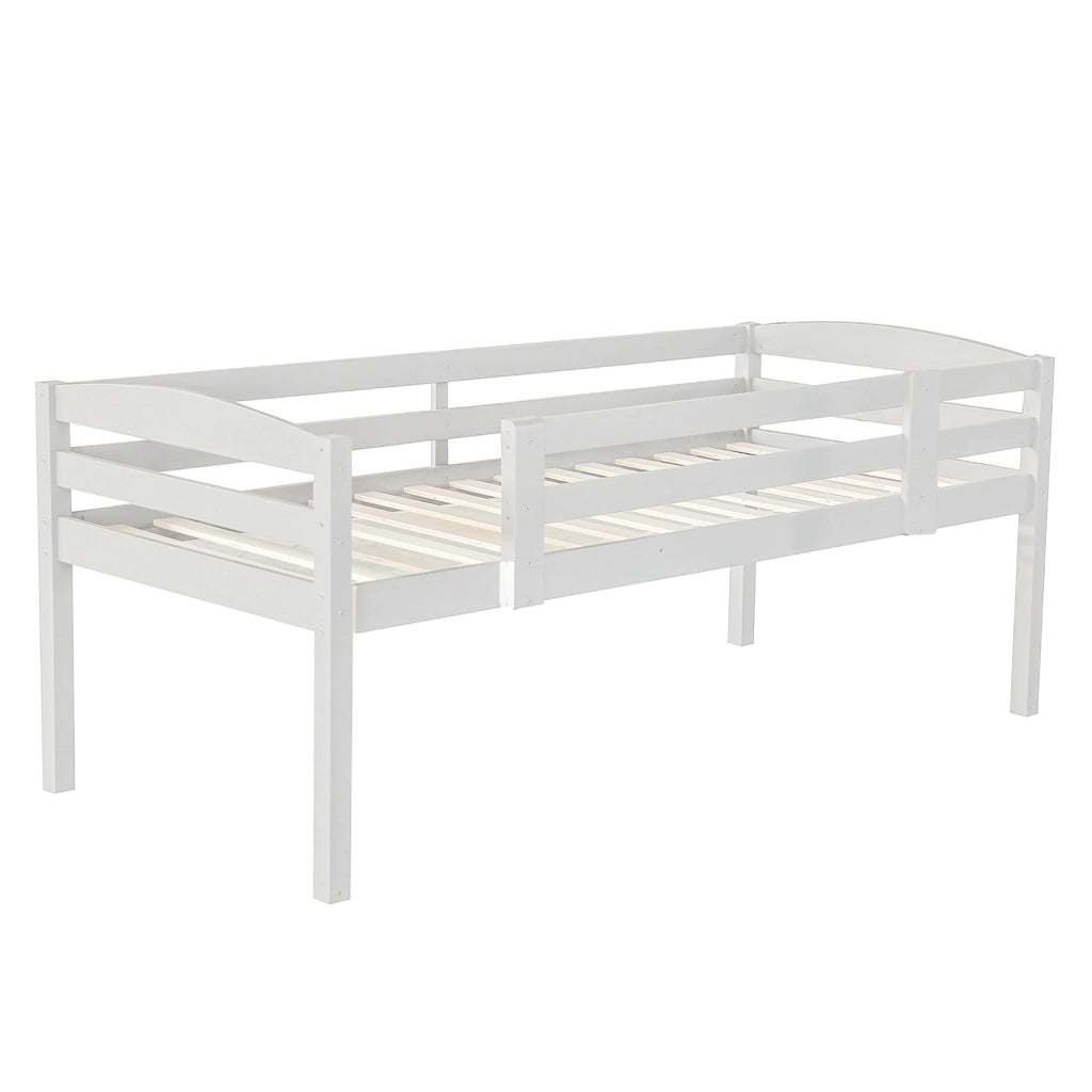 DESMIU Letto a castello 3 posti 90 × 200 cm con 2 scale, senza materasso, in pino, bianco