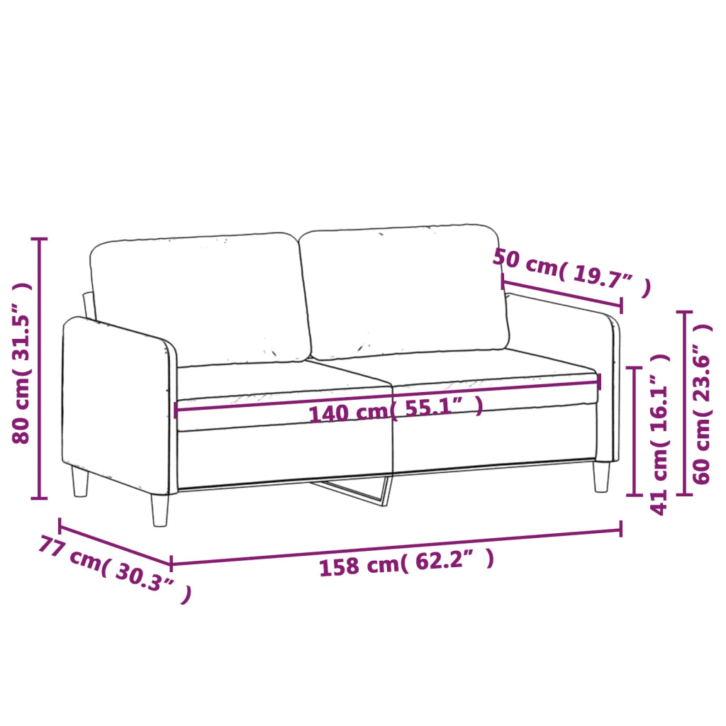 Divano a 2 Posti-Sofa 2 Posti Rosso Vino 140 cm in Tessuto 713781
