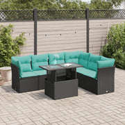 Set Divani Giardino 7 pz con Cuscini Nero Polyrattan Acacia 3326168