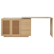 Scrivania ad angolo con 3 ante e piano girevole - per studio - in MDF - legno naturale
