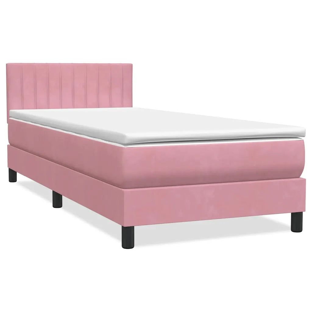 Letto a Molle con Materasso e LED Rosa 90x220 cm Velluto 3317108