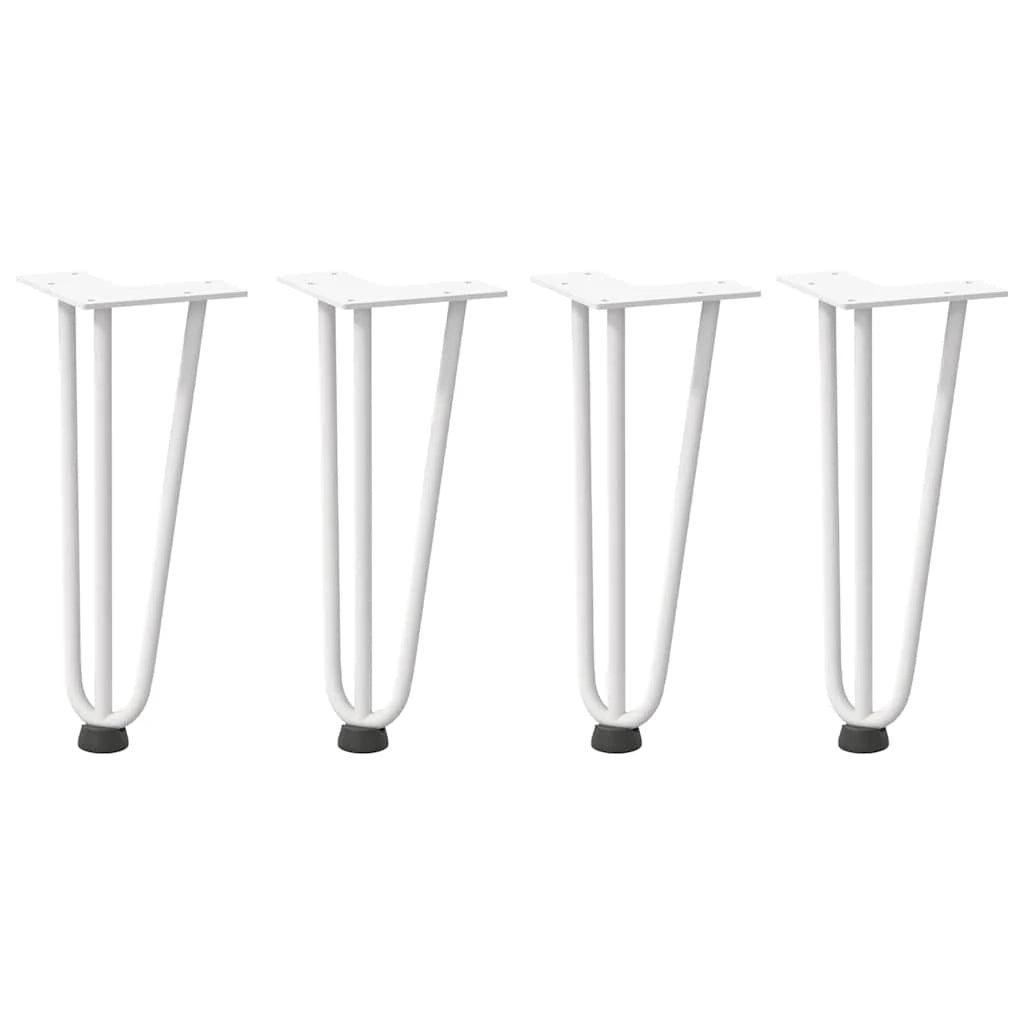 Set di 4 gambe a forcina per tavolino 30 x 12 x 12 cm con piedini regolabili design moderno in acciaio bianco 02_0056736