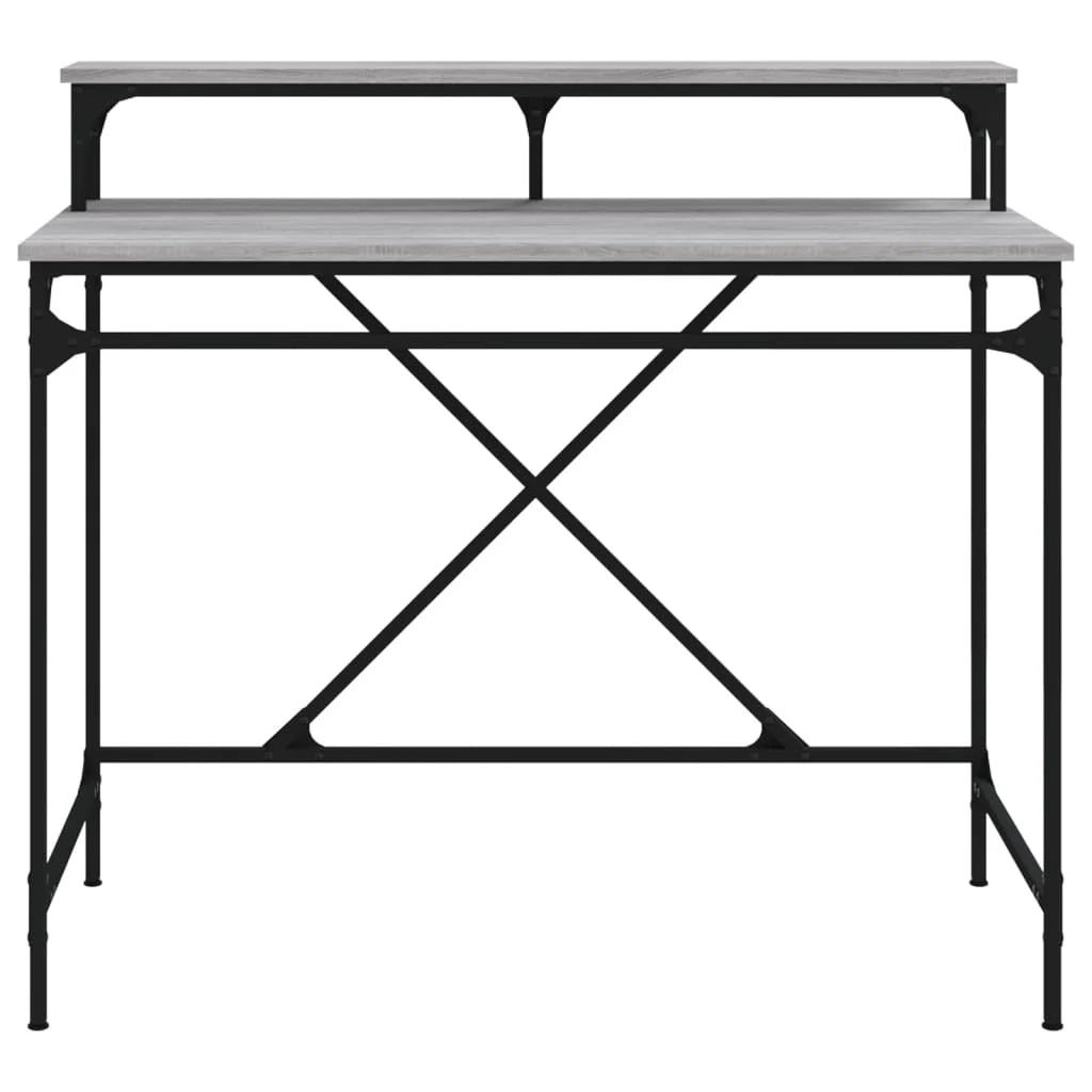 Scrivania Sonoma postazione computer mobile per computer scrivania da studio 100 x 50 x 90 cm legno ingegnerizzato e ferro grigio 02_0023941