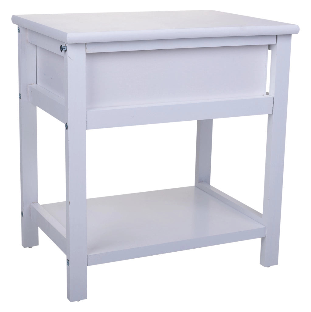 Comodino in legno bianco 40x29x42