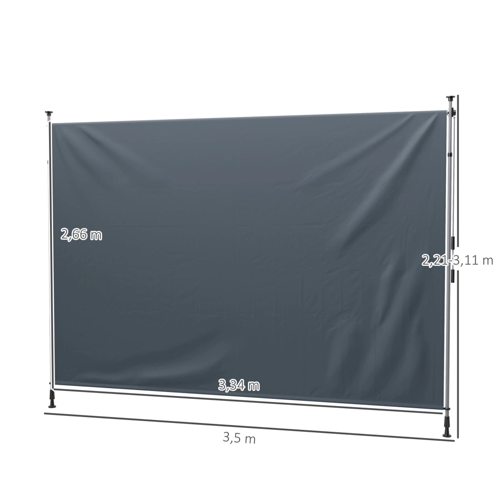 Tenda da sole a bracci pieghevoli con manovella ¨C zephmum ¨C Grigio scuro 350 cm
