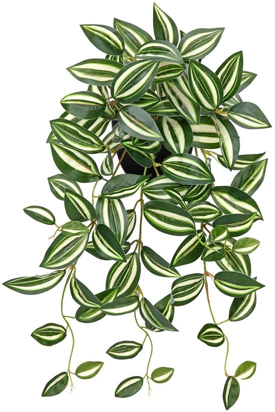 Decorazione di Pianta Artificiale Sospesa con Vaso Pianta Sospesa Reale per Esterno Decorazione di Giardino Camera Ufficio Mensole Binnendecorazione, Lunghezza 50cm, Verde Chlorotico