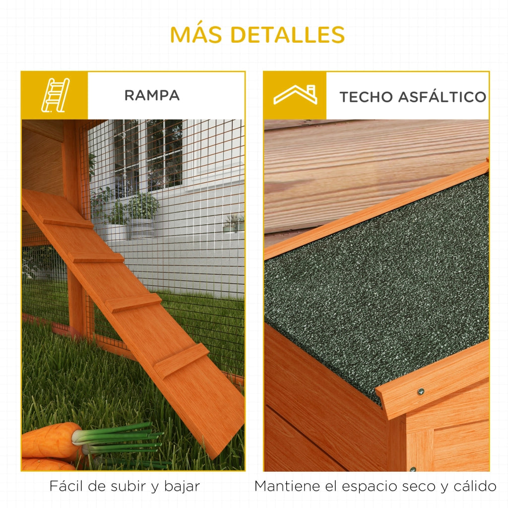 Gabbia per Conigli Grande 150x45x85 cm ¨C zephmum ¨C Legno