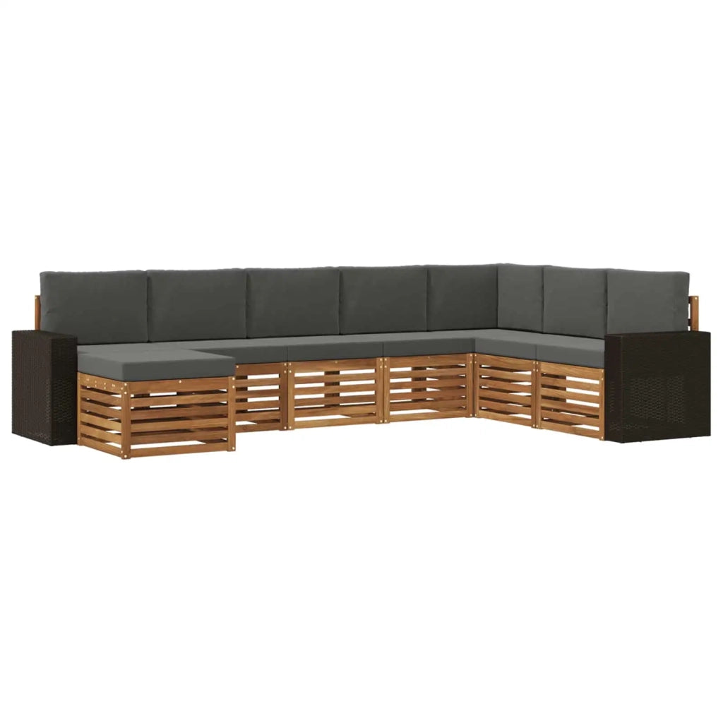 Set di divani da esterno con cuscino 8 pcs Naturale e Antracite
