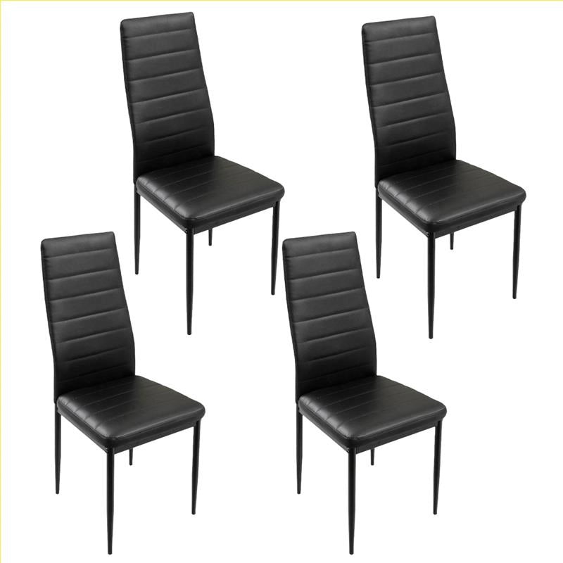 SET 4 SEDIE IMBOTTITE CON SEDUTA SIMILPELLE E GAMBE IN METALLO NERO DIMENSIONI 40X41X95 CM