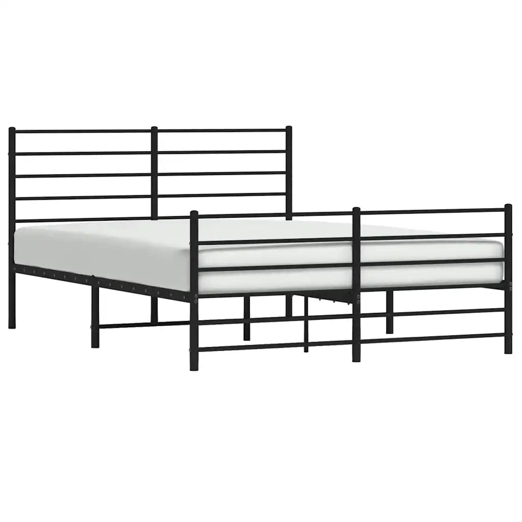 Giroletto con Testiera e Pediera-Struttura Letto Metallo Nero 135x190 cm 517993