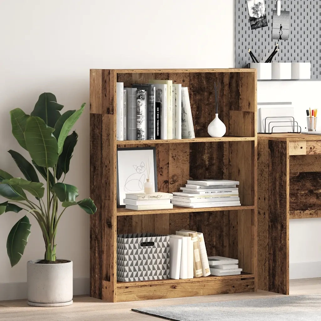 Libreria-Scaffale per Libri-Mobile di Stoccaggio Legno Antico 80x24x109 cm in Legno Multistrato