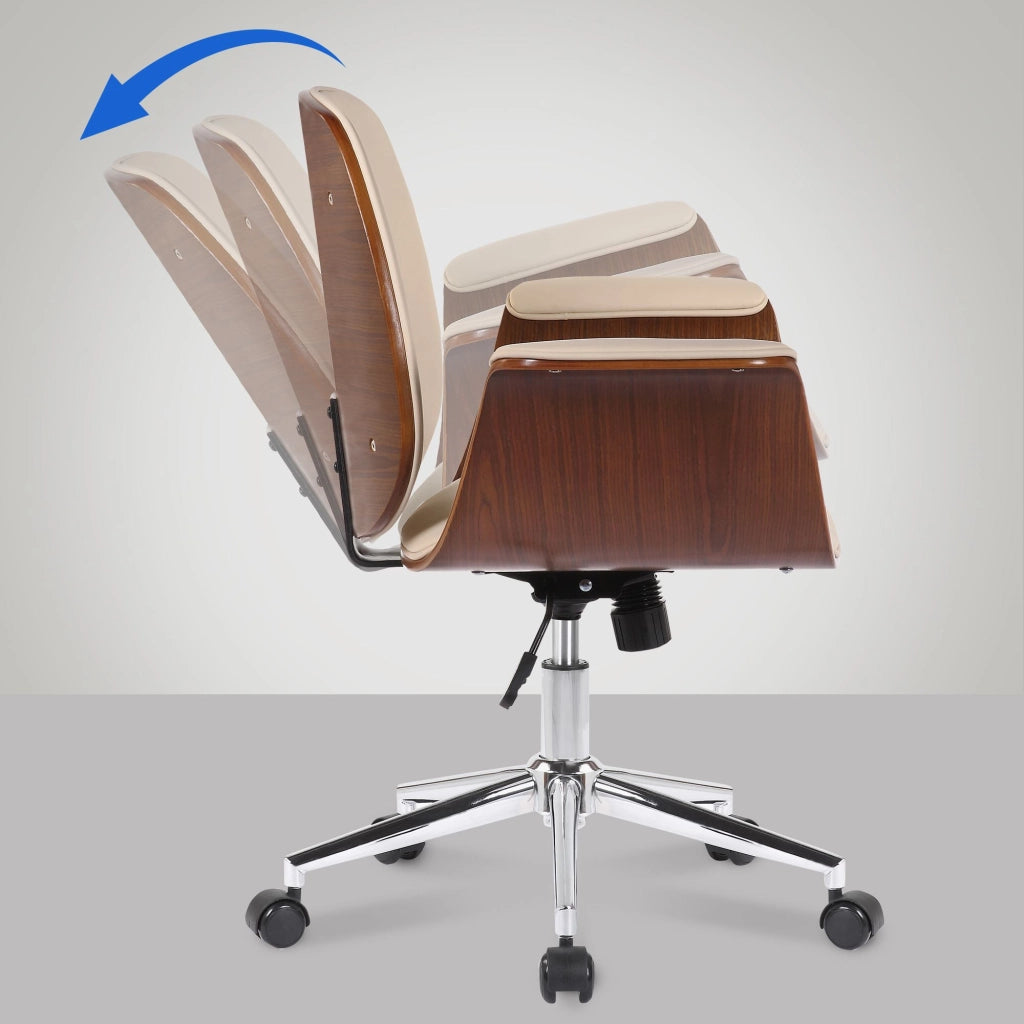 Sedia ufficio Kemberg in similpelle Noce/crema