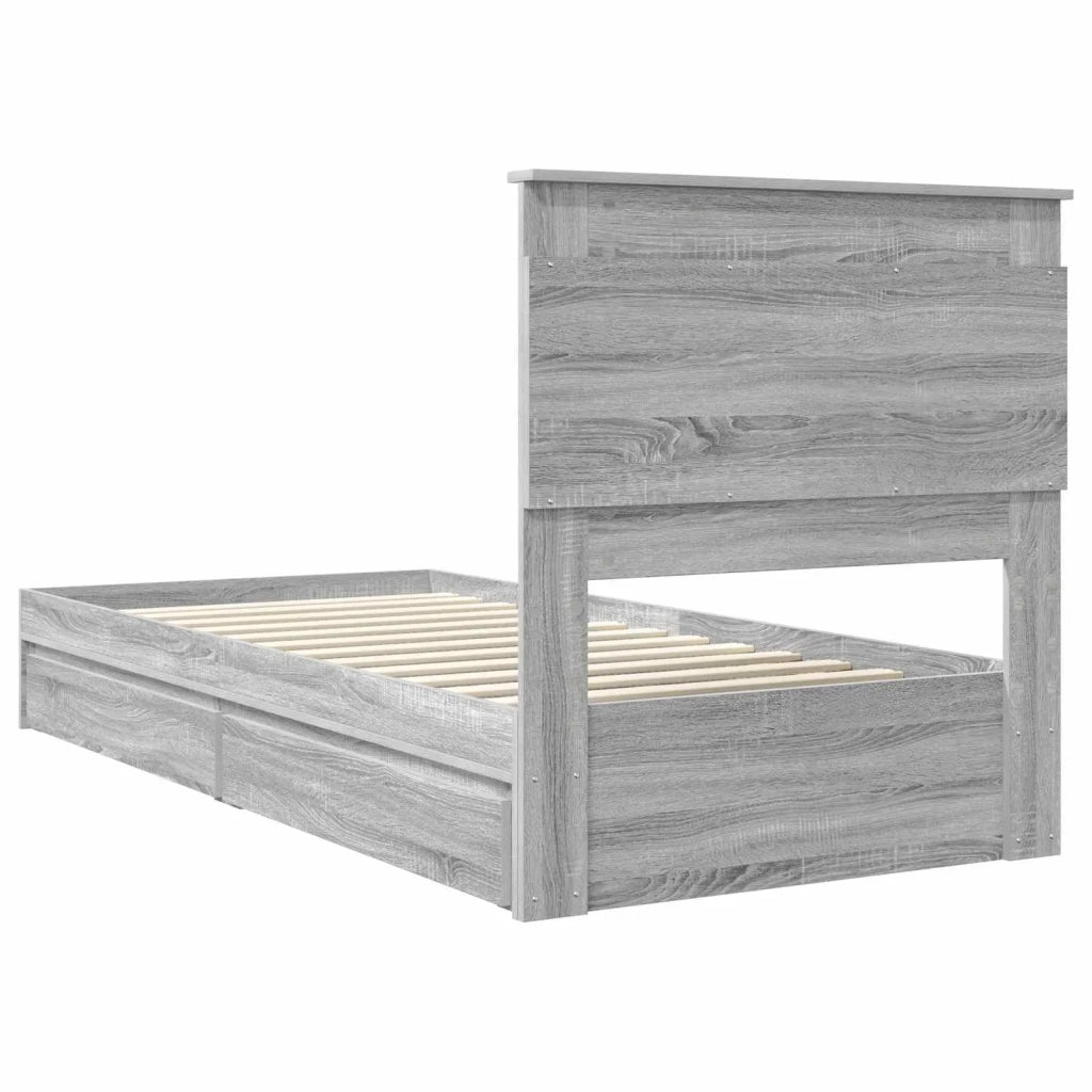 Letto con Contenitore con testiera Grigio Sonoma 75 x 190 cm 3410283