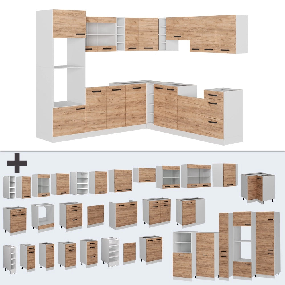 Vicco Cucina angolare completa Quercia dorata/bianco 237 x 247 cm PT Rovere