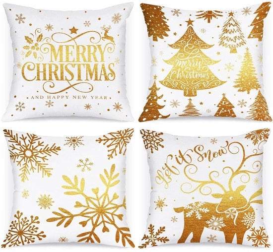 Set di cuscini copri di 4 pezzi - 45 x 45 cm - Copri cuscini decorativi - Tela satino - perizoma in poliestere - Qualità elevata e duratura