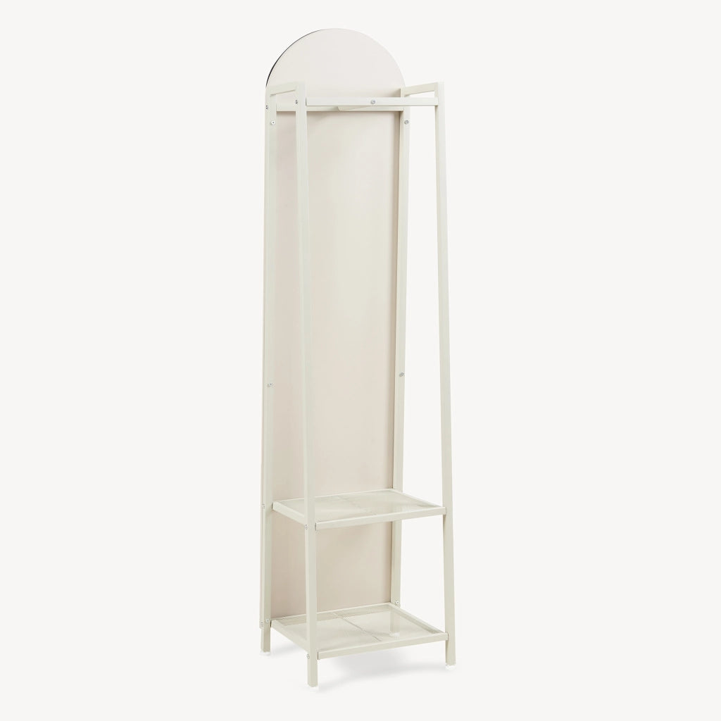 Specchio da Terra Frenraby con Appendiabiti e Ripiani 165 x 40 x 35 cm - Avena Oatmeal [en.casa]