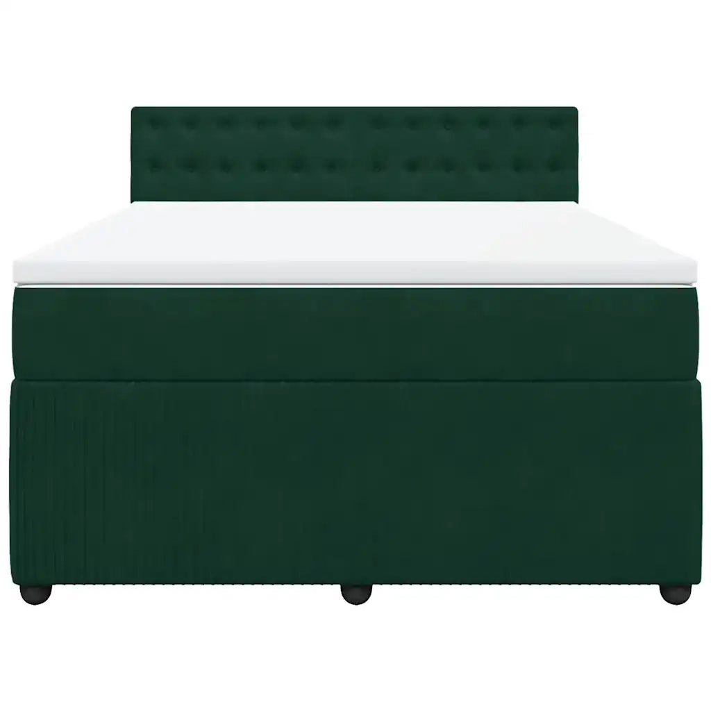 Giroletto a Molle con Materasso Verde Scuro 140x190 cm Velluto