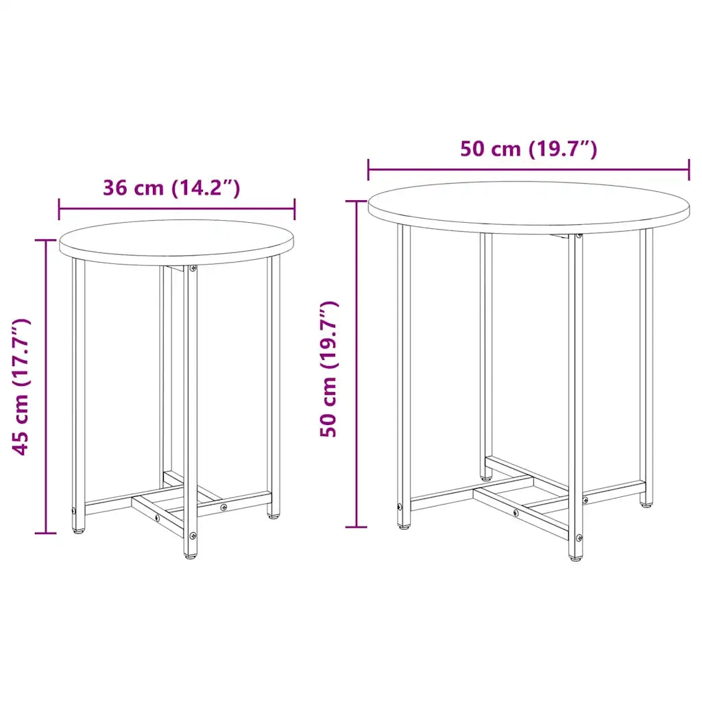 Set tavolini 2 pcs Grigio Sonoma e Nero 869699