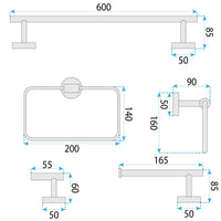 Set Accessori Da Bagno Grid Black 4 Pezzi