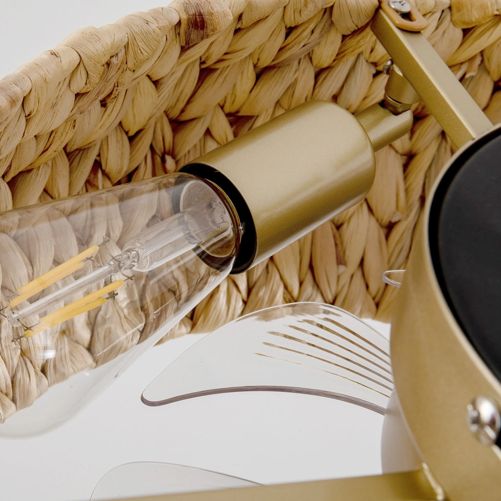 Ventilatore a soffitto con luce ¨C Minimal ¨C Rattan design, controllo app e telecomando, 19 pollici, bianco