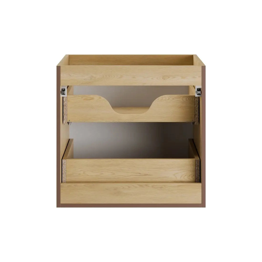 Mobile sottolavabo NATURA – 2 cassetti – Rovere chiaro – L60 × P45 × H57 cm – Da appendere