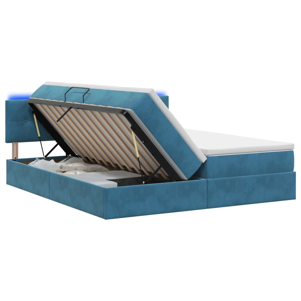 Letto con contenitore LED e materasso Blu Scuro 200 x 200 cm 3459394