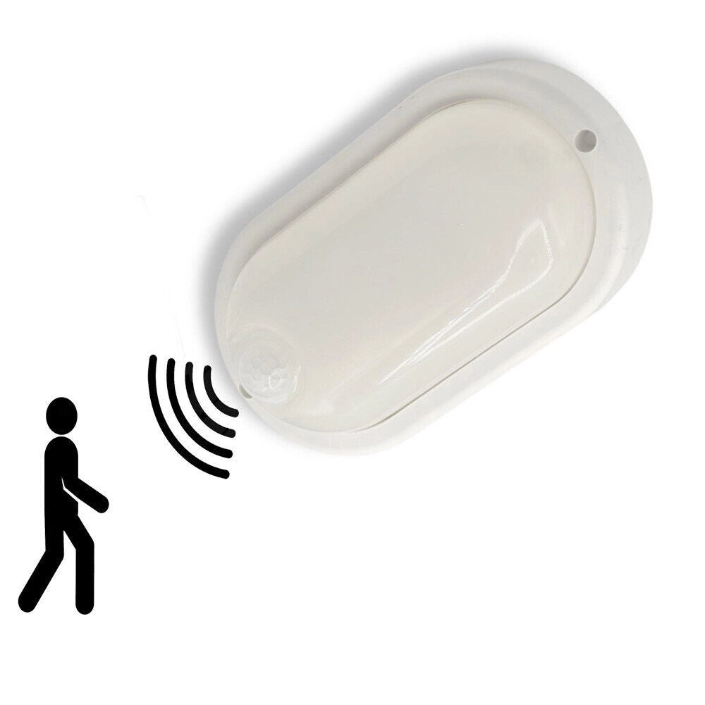 Trade Shop - Plafoniera Led Per Esterno Con Sensore Di Movimento 9w Luce 6500k Tonda Ovale Ip56 Sen-9f -