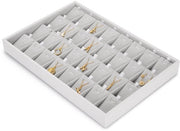 Casella per gioielli a 32 griglie con cerniera fluente e ripiegabile per catenelle lunghe, grande hanger per catenelle, organizzatore per la conservazione dei gioielli