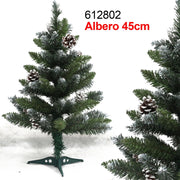 Trade Shop - Albero Di Natale 45 Cm Verde Effetto Innevato Con Pigne Decorazioni Addobbi -