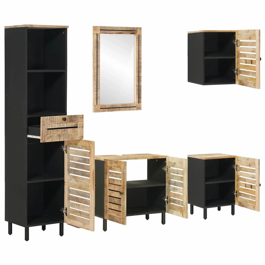 Set di Armadi da Bagno con porta 5 pcs Legno di mango massello 3310168