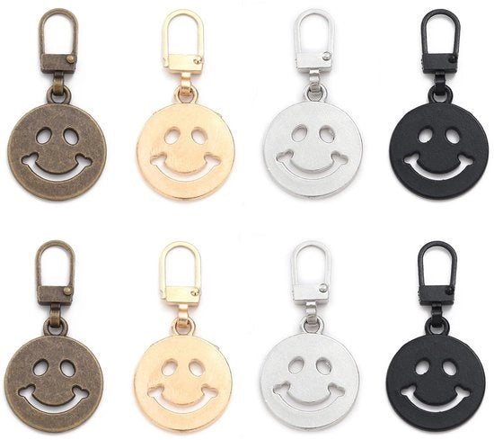 Set di 8 tiranti di chiusura velcro rimovibili con faccia sorriso - duraturi - accessori per abbigliamento - disegno colorato - tiranti di chiusura velcro per bicicletta