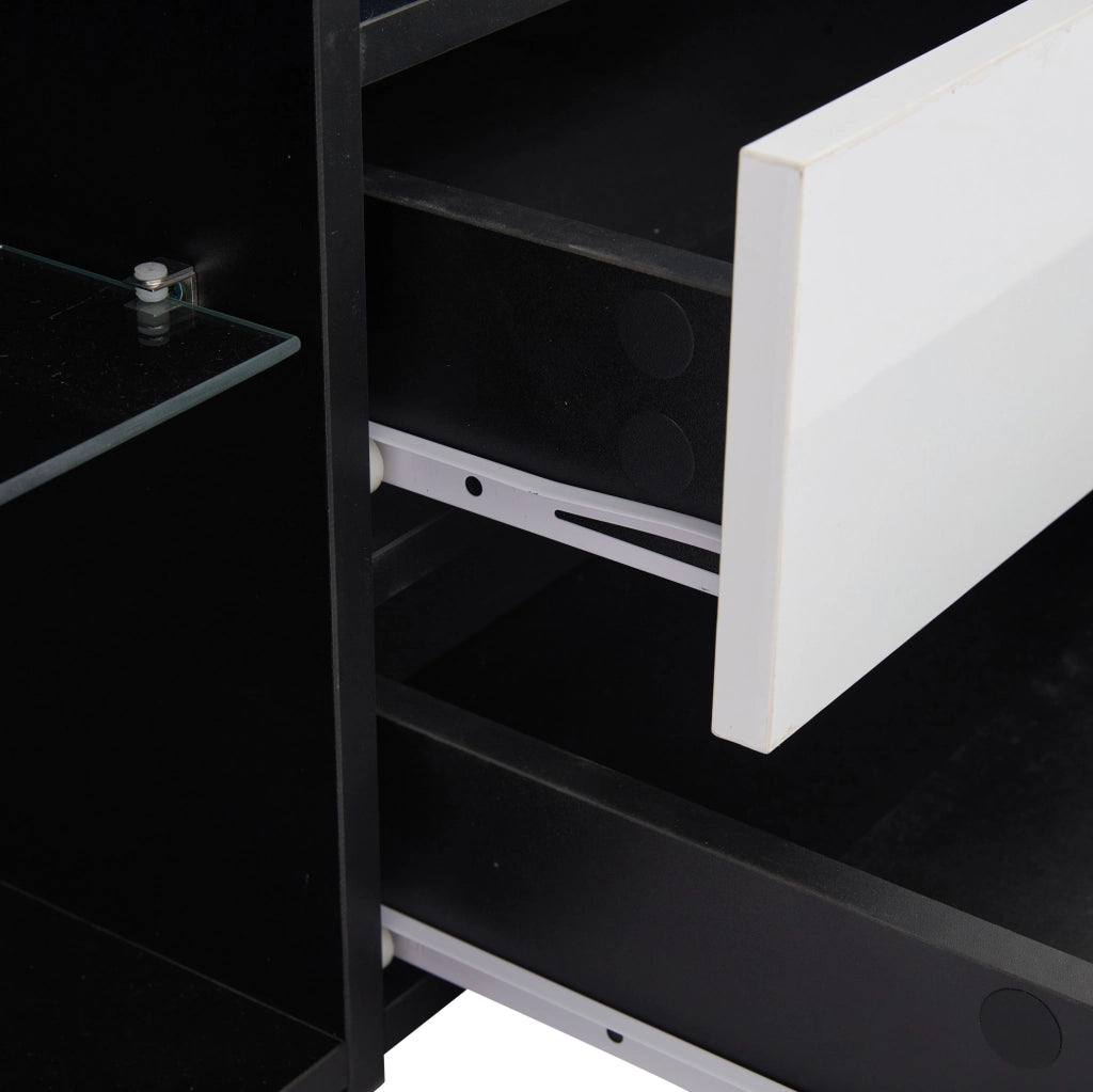 Mobile TV 180 x 40 x 45 cm con LED, 2 cassetti e 2 vani, bianco e nero