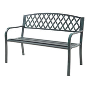 Panca da giardino 127 x 53,5 x 88 cm acciaio grigio scuro con patina verde 03_0008961
