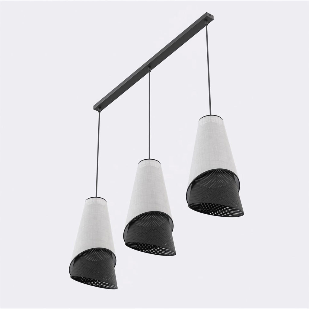 Lampada a sospensione MODA in acciaio e tessuto grigio