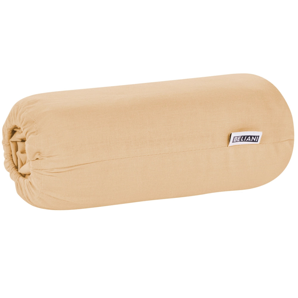 Lenzuolo con angoli cotone beige sabbia 140 x 200 cm con bordi elastici modello classico a tinta unita camera da letto classica