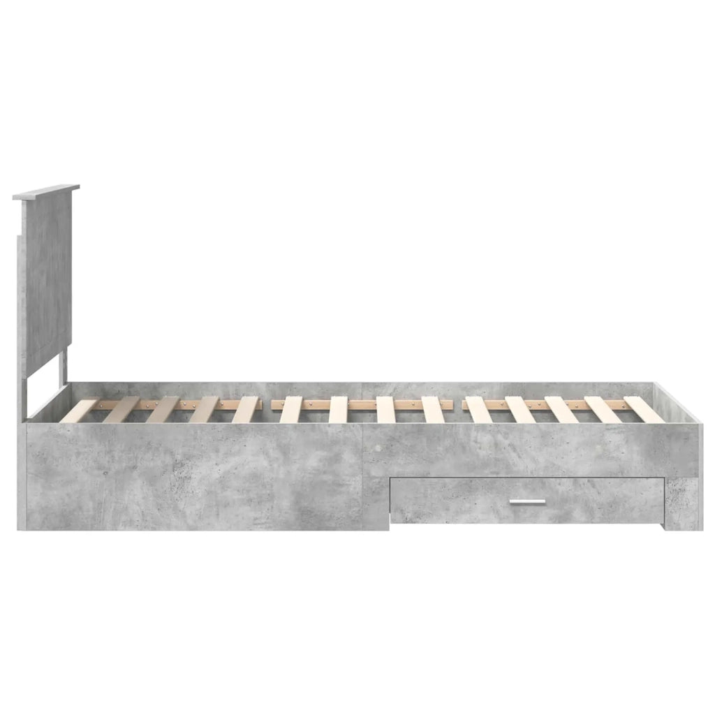 Struttura del letto con testiera Grigio cemento 90 x 200 cm 3411353