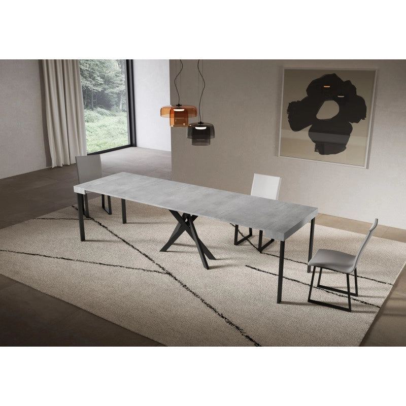Consolle allungabile 90x40/300 cm Saki telaio Antracite - Cemento