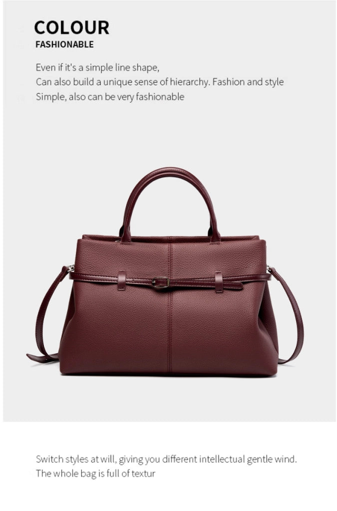 Borsa a mano grande da donna in vera pelle, colore rosso.