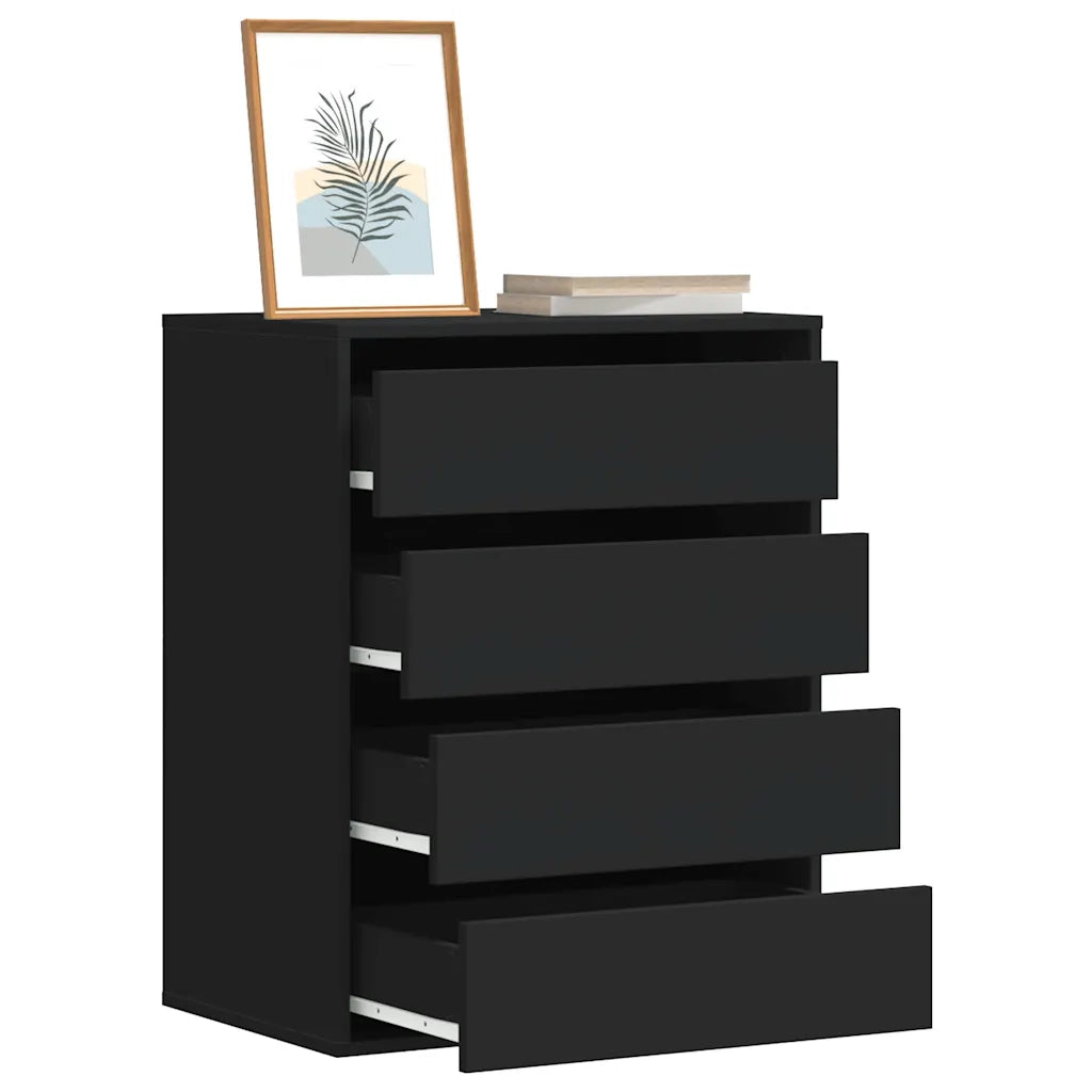 Cassettiera Angolare Nera 60x41x76 cm in Legno Multistrato 852871