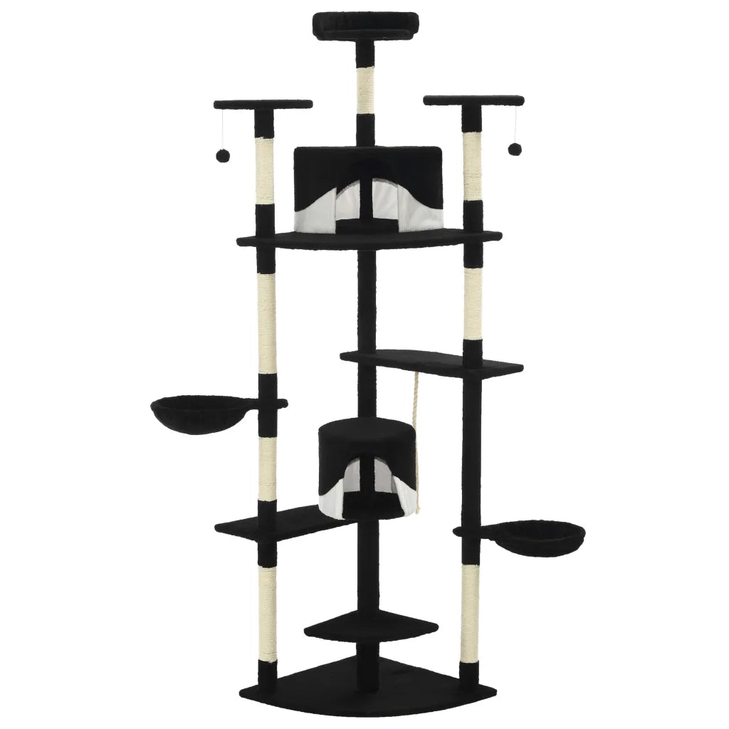 Albero per Gatti e Tiragraffi in Sisal 203 cm Nero e Bianco CFW6331878