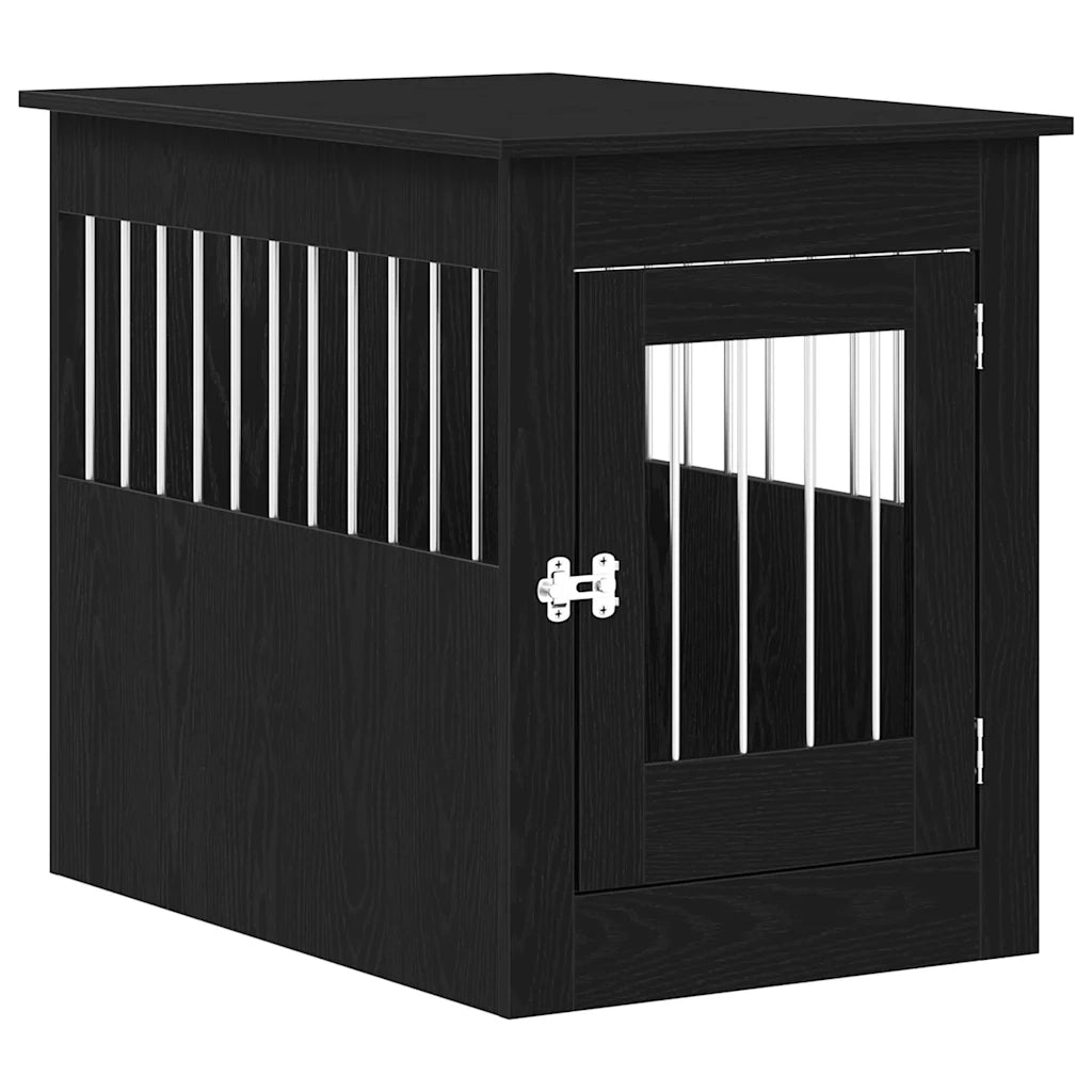 Mobile per cuccia per cani Rovere Nero 55x80x68 cm in legno ingegnerizzato 862176