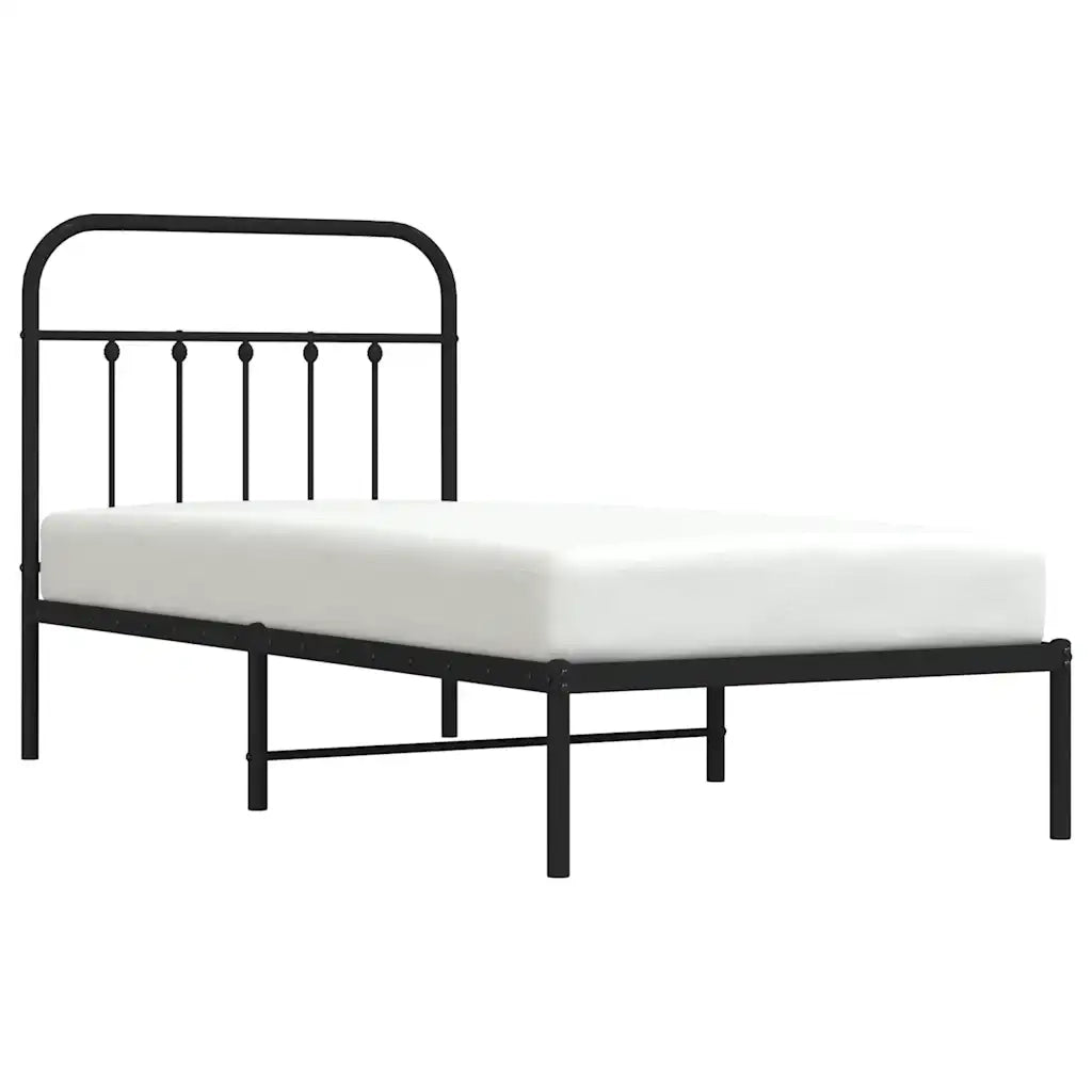 Giroletto con Testiera-Struttura Letto con testiera in Metallo Nero 90x200 cm 520014